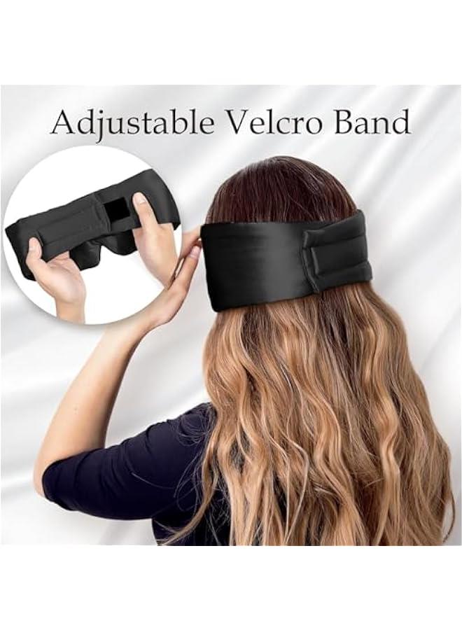 HOOKOR 100% Mulberry Silk Sleep Mask Eye Mask for Man and Woman with Adjustable Headband, Full Size Large Sleep Mask & Blindfold for Total Blackout for All Night Sleep, Travel & Nap (Black)  - Image 4