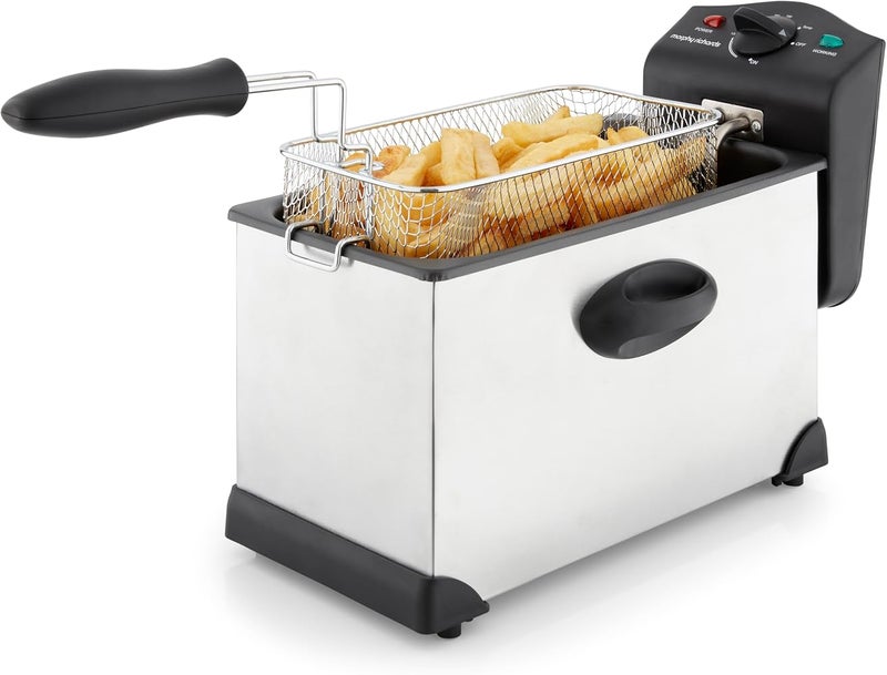 مورفي ريتشاردز مقلاة عميقة من Morphy Richards، سعة 3.5 لتر، تحكم في درجة الحرارة المتغيرة، سعة للطعام تصل إلى 1.2 كجم، نافذة مراقبة، خزان قابل للإزالة، مقبض قابل للفك، مناسبة لقلي الدجاج والبطاطس المقلية، قوة 2000 واط، مصنوعة من الفولاذ المقاوم للصدأ، الس - Image 1