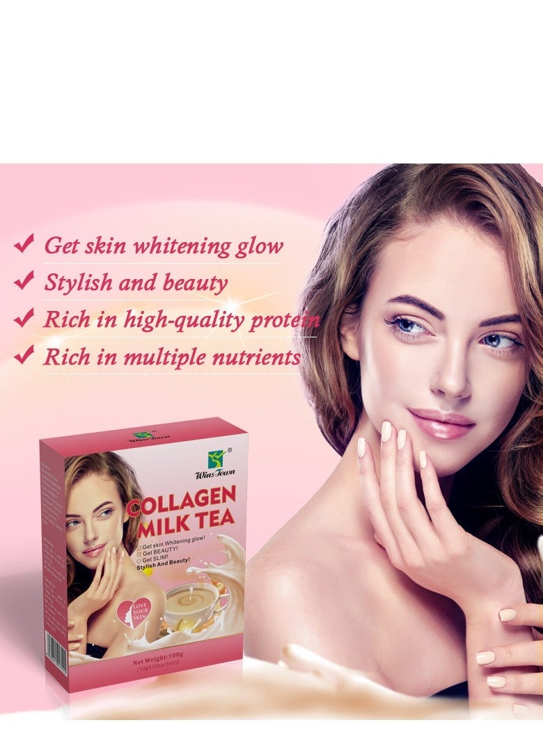 Wins Town Collagen Milk Tea,With Glutathione Probiotic 10 Bags  - Image 2
