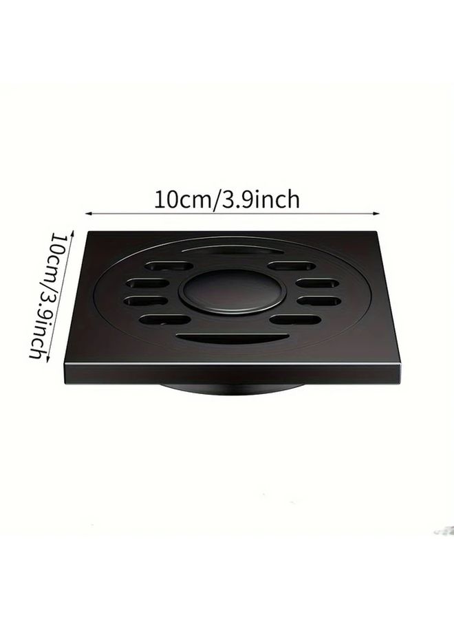 Square Shower Floor Drain with Hair Strainer Bamboo Raft Grab Gray Easy Clean Stainless Steel - Image 4