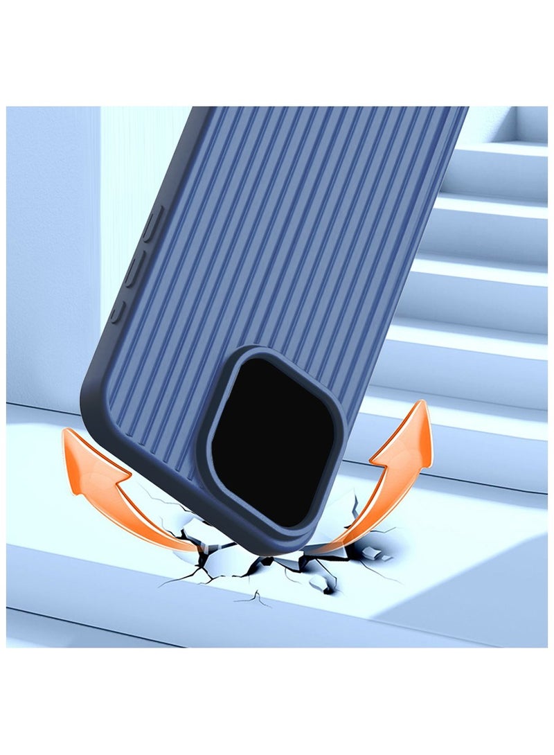 Compatible With Iphone 14puls Anti Drop Phone Case, With Vertical Stripe Anti Slip Design (Blue)  - Image 2