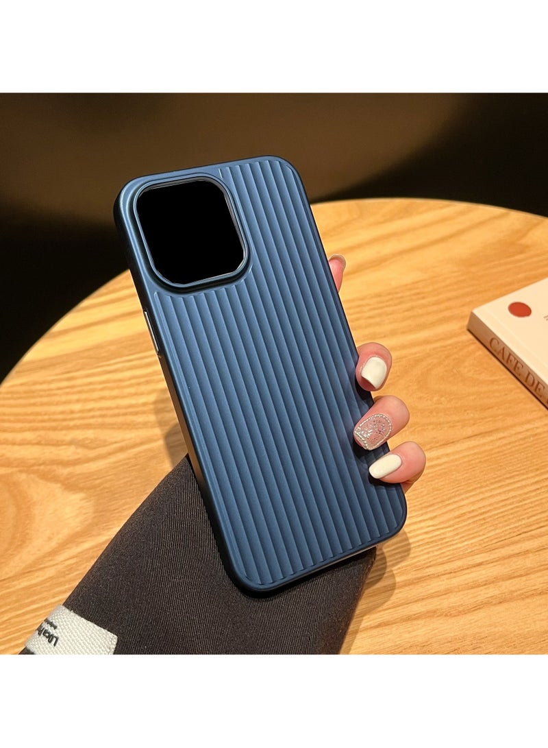 Compatible With Iphone 14puls Anti Drop Phone Case, With Vertical Stripe Anti Slip Design (Blue)  - Image 3