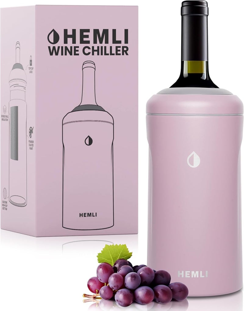 Hemli Wine Bottle Chiller Insulator Sleeve, Keeps Wine and Champagne Cold for 12 Hours, Vacuum Insulated Wine Bottle Cooler - Image 1