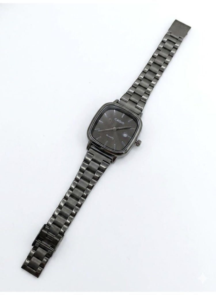 Casio Enticer Women's Dress Watch, Dark Grey Dial, Gunmetal Stainless Steel Link Bracelet - Image 1
