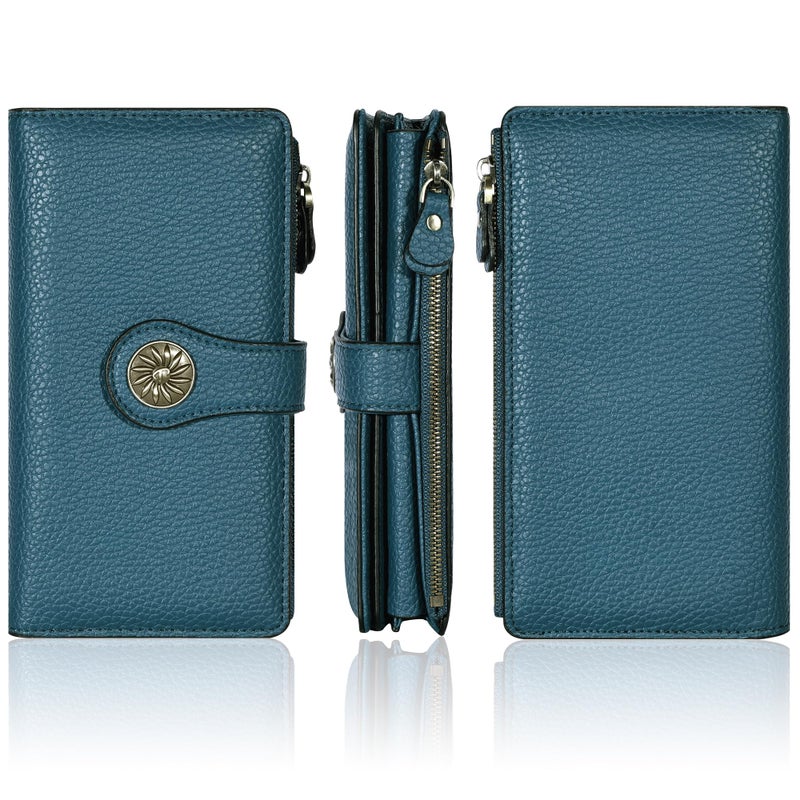 Travelambo Wallets Women RFID Large Capacity Luxury Waxed Leather Clutch Wallet Multi Card Organizer - Image 5