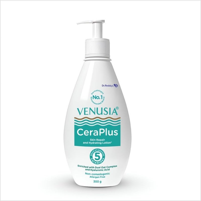 Venusia Ceraplus Lotion for Dry Skin  5 Essential Ceramides for Deep moisturization  barrier repair I With Oat oil  oat extractHyaluronic Acid I Fragrance free body lotion I300gm - Image 1