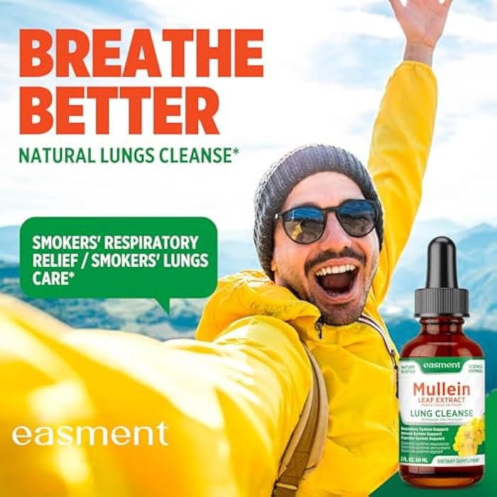 Easment Mullein Drops for Lungs Cleanse – 2 Pack Lung Support Tincture with Mullein Leaf Extract, Herbal Respiratory Relief Supplement, Natural Glycerin-Based Liquid Formula - Image 3