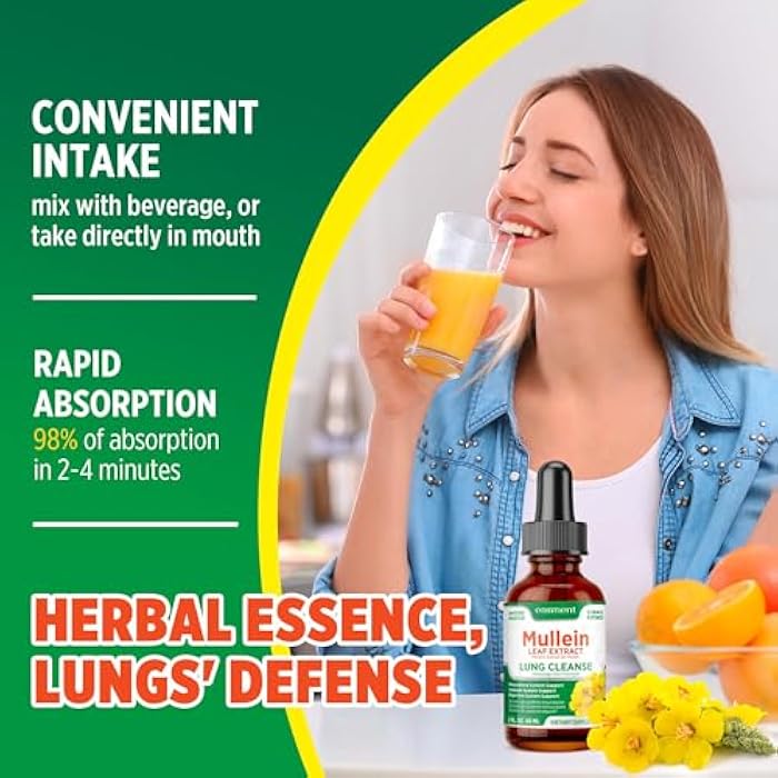 Easment Mullein Drops for Lungs Cleanse – 2 Pack Lung Support Tincture with Mullein Leaf Extract, Herbal Respiratory Relief Supplement, Natural Glycerin-Based Liquid Formula - Image 2