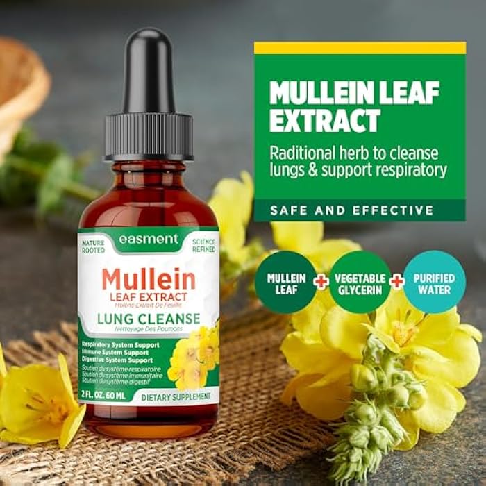 Easment Mullein Drops for Lungs Cleanse – 2 Pack Lung Support Tincture with Mullein Leaf Extract, Herbal Respiratory Relief Supplement, Natural Glycerin-Based Liquid Formula - Image 5