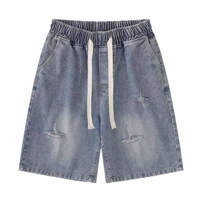 POHADON Y2K Blue Denim Shorts Summer Casual Loose Straight Leg Unisex Baggy Jeans Shorts Jorts Grunge Harajuku Streetwear (Blue,XL) - Image 5