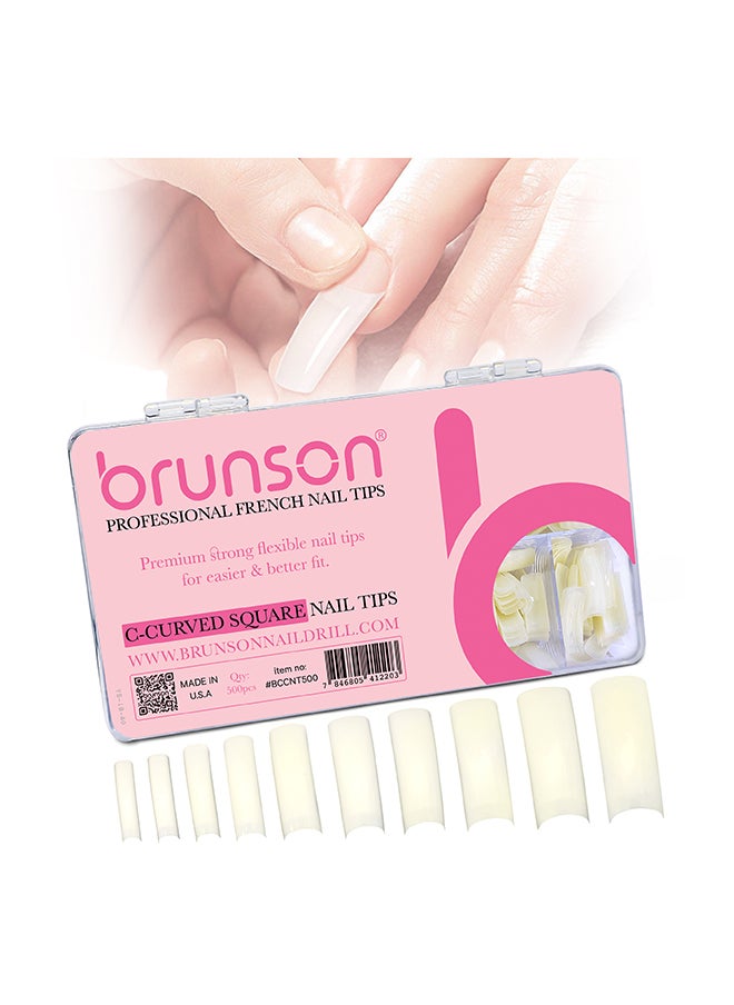 brunson - False Nail Tips Acrylic C-Curved Square 500 Pieces BCCNT500 - Image 1