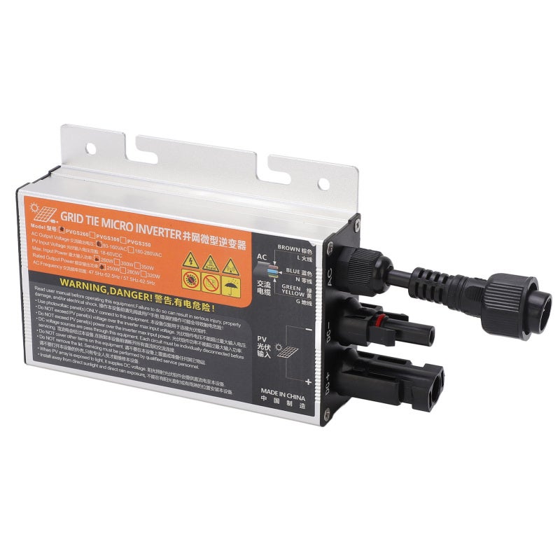 PVGS Solar Micro Grid Tie Inverter Solar Power PV Inverter Power Inverter 18‑60V 260W 110V - Image 3