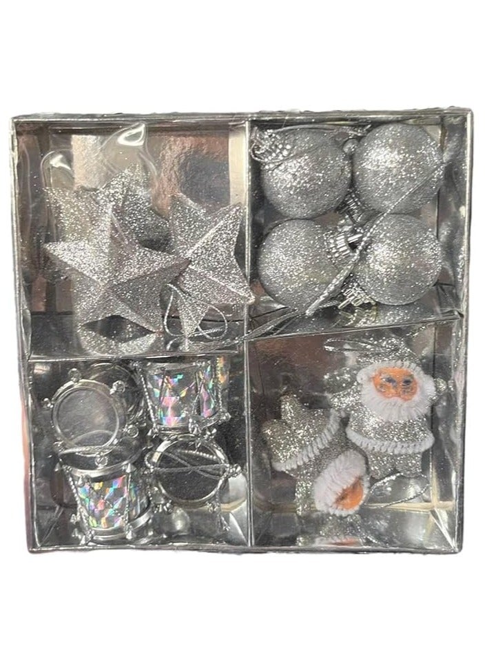 16pcs Modern Christmas Tree decore Ornaments Christmas Wedding Party Hanging Ornament Christmas Decoration silver