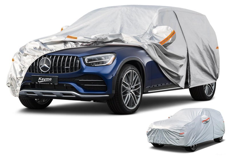 Kayme 6 Layers SUV Car Cover Waterproof All Weather for Automobiles, Outdoor Full Size Cover Rain Sun UV Protection with Zipper Cotton, Universal Fit for SUV Jeep (182-190 inch) - Image 1