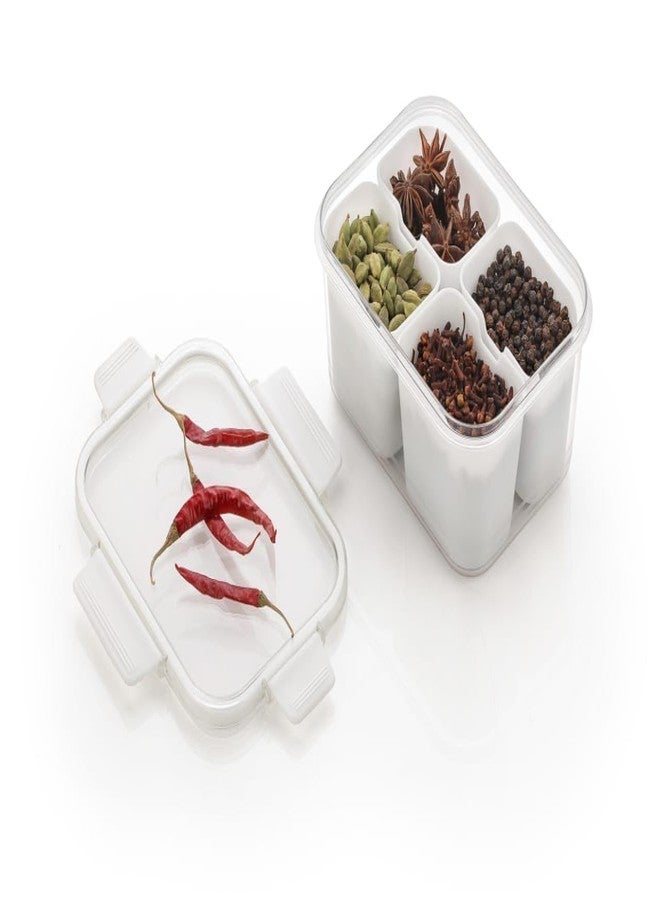 SOCATHEY Dry Fruit/Masala Box For Kitchen | SPICE & NUTS BOX | Food Container | Spices Storage Containers | Snack Platters Airtight With Lid, with 4 Partition (1 PCS).2025 - Image 3