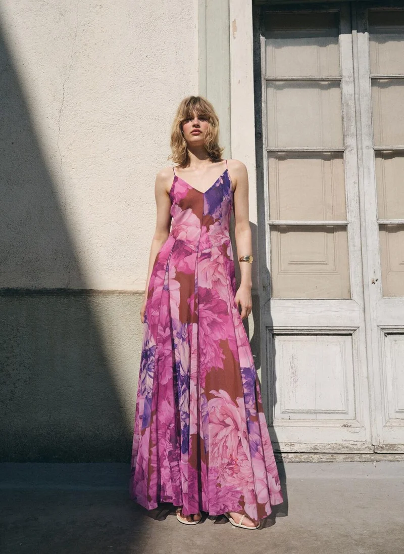 MANGO Floral godet dress