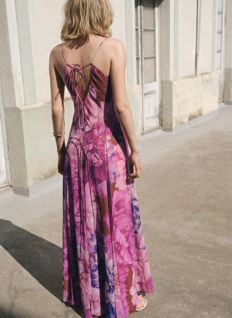 MANGO Floral godet dress