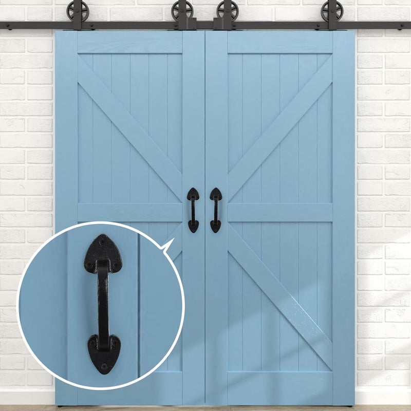 Wellmade Barn Door Handles, Black Gate Handle, 7.5 in Rustic Metal Door Pull Handle Hardware for Wooden Garden Gate Shed Cabinet - Image 5