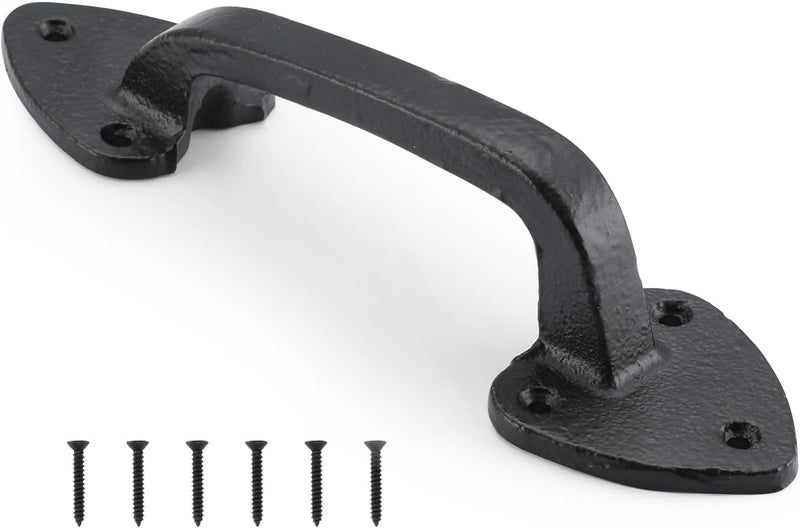 Wellmade Barn Door Handles, Black Gate Handle, 7.5 in Rustic Metal Door Pull Handle Hardware for Wooden Garden Gate Shed Cabinet - Image 1