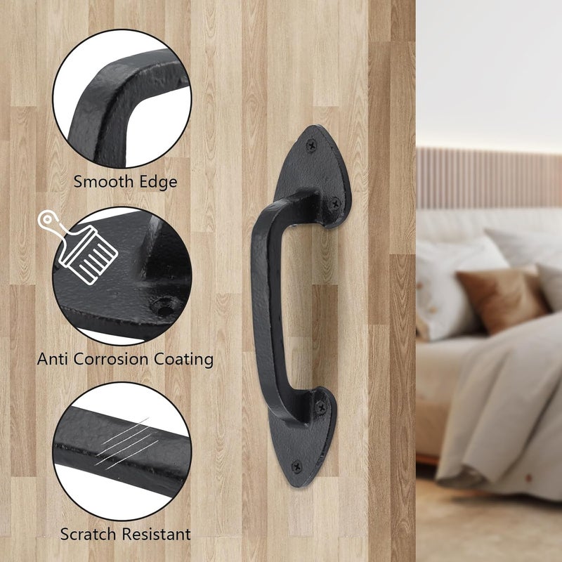 Wellmade Barn Door Handles, Black Gate Handle, 7.5 in Rustic Metal Door Pull Handle Hardware for Wooden Garden Gate Shed Cabinet - Image 2