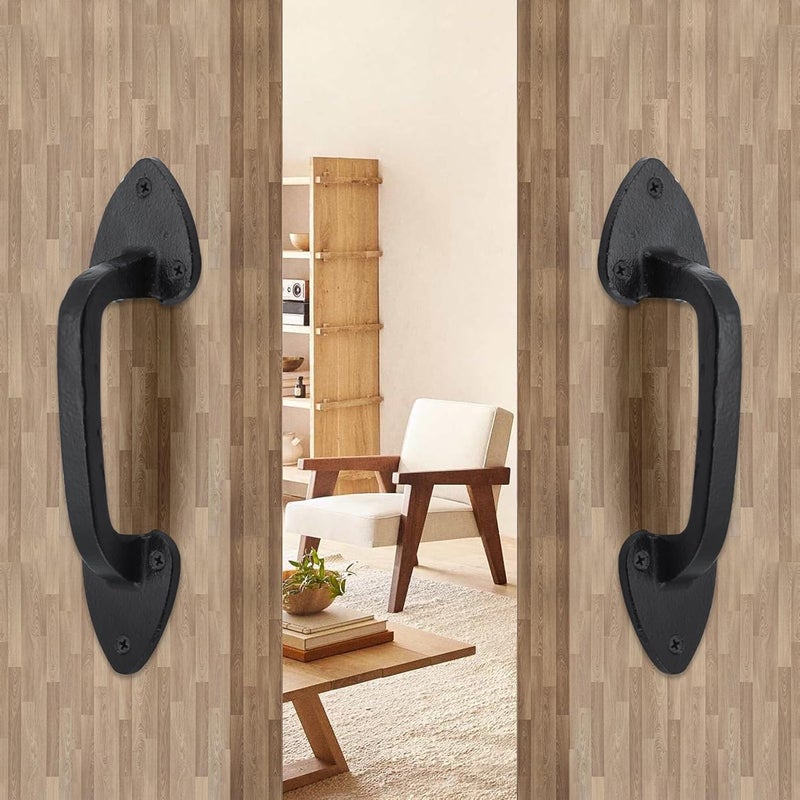 Wellmade Barn Door Handles, Black Gate Handle, 7.5 in Rustic Metal Door Pull Handle Hardware for Wooden Garden Gate Shed Cabinet - Image 4