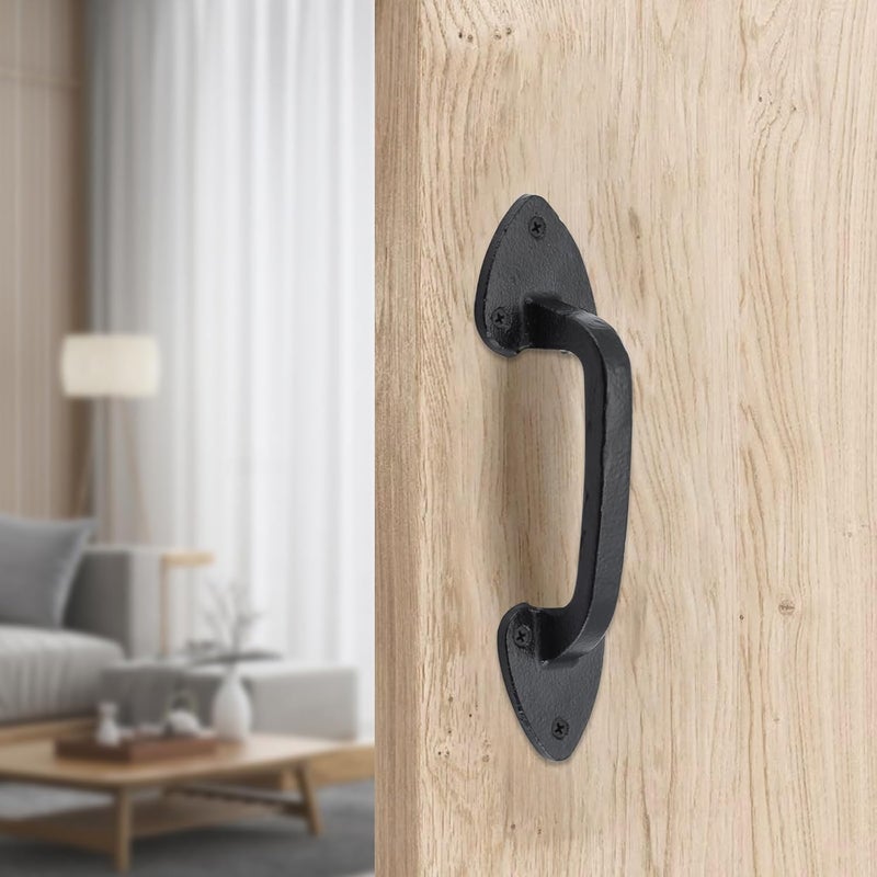 Wellmade Barn Door Handles, Black Gate Handle, 7.5 in Rustic Metal Door Pull Handle Hardware for Wooden Garden Gate Shed Cabinet - Image 3