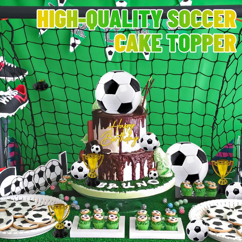 Lukinuo Large Soccer Ball Cake Toppers Soccer Birthday Cake Decoration Sports Ball Player Cake Decorations for Men Boy Football Sport Theme Birthday Party Suppplies - Image 3