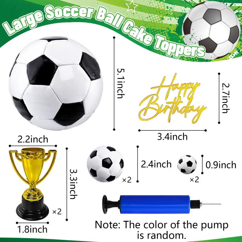 Lukinuo Large Soccer Ball Cake Toppers Soccer Birthday Cake Decoration Sports Ball Player Cake Decorations for Men Boy Football Sport Theme Birthday Party Suppplies - Image 2