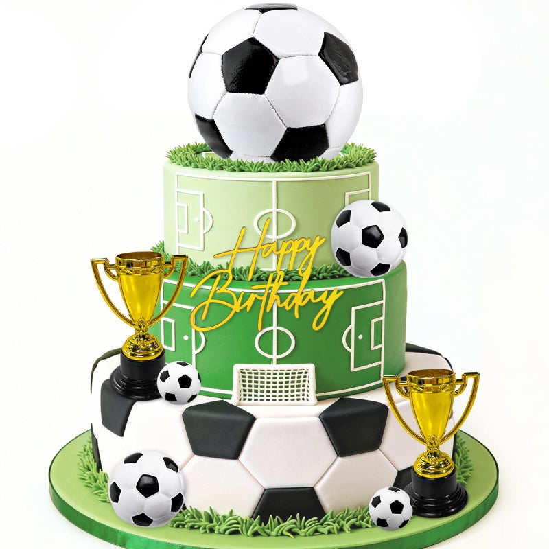 Lukinuo Large Soccer Ball Cake Toppers Soccer Birthday Cake Decoration Sports Ball Player Cake Decorations for Men Boy Football Sport Theme Birthday Party Suppplies - Image 1