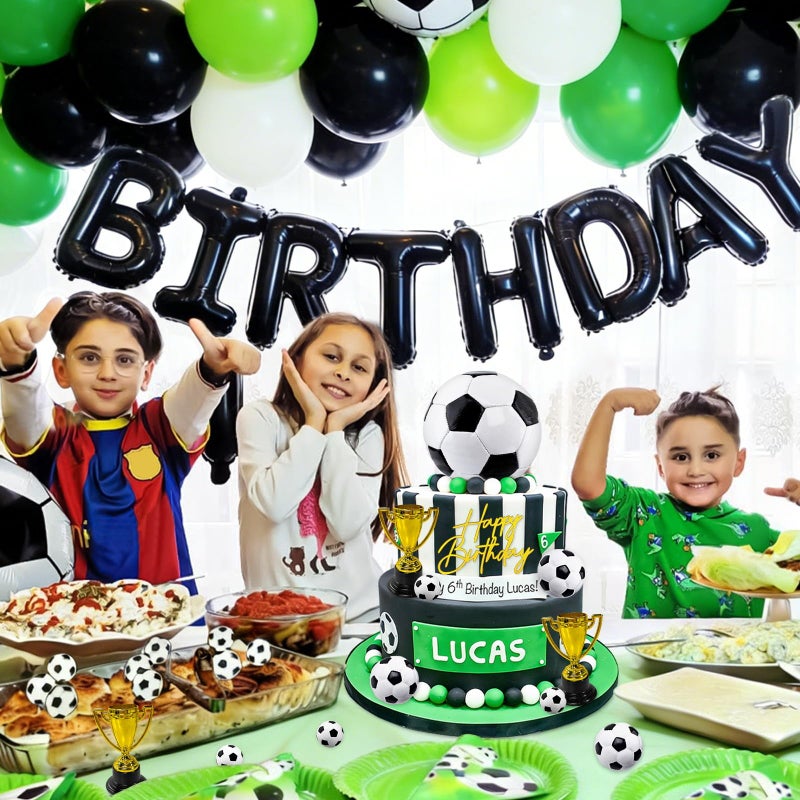 Lukinuo Large Soccer Ball Cake Toppers Soccer Birthday Cake Decoration Sports Ball Player Cake Decorations for Men Boy Football Sport Theme Birthday Party Suppplies - Image 5