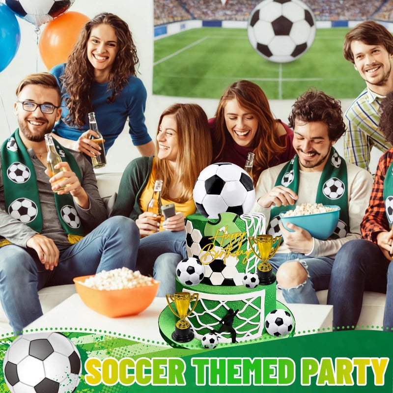 Lukinuo Large Soccer Ball Cake Toppers Soccer Birthday Cake Decoration Sports Ball Player Cake Decorations for Men Boy Football Sport Theme Birthday Party Suppplies - Image 4