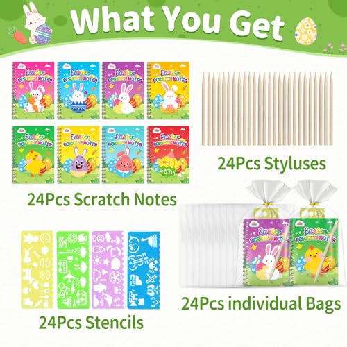 ZMLM Easter Classroom Gifts For Students 24 Pack Scratch Rainbow Art Notebook Paper Party Favors For Kids 48 Birthday Goodie Bags Stuffers Student Prizes From Teacher Kindergarten Toy - Image 5