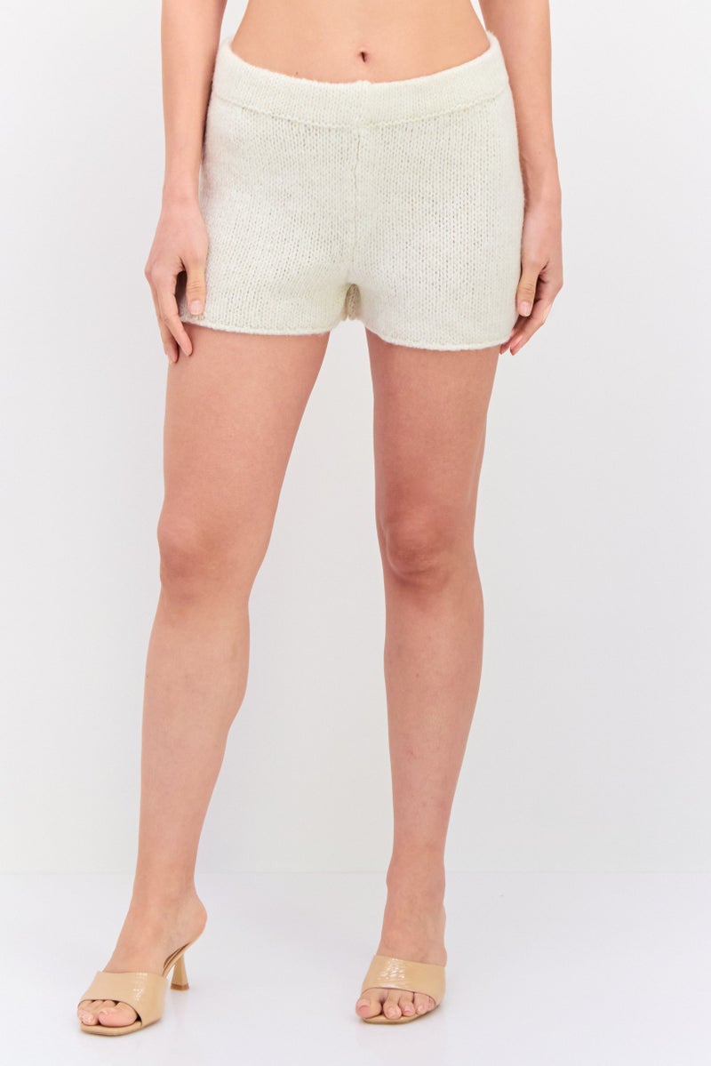 NA-KD Women Textured Basic Shorts, Beige - Image 1