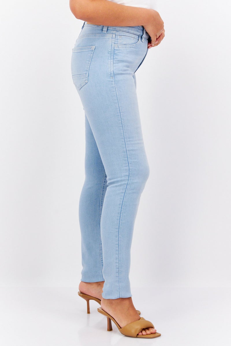 ESPRIT جينز نسائي ضيق متوسط الارتفاع قابل للتمدد، أزرق فاتح - Image 2