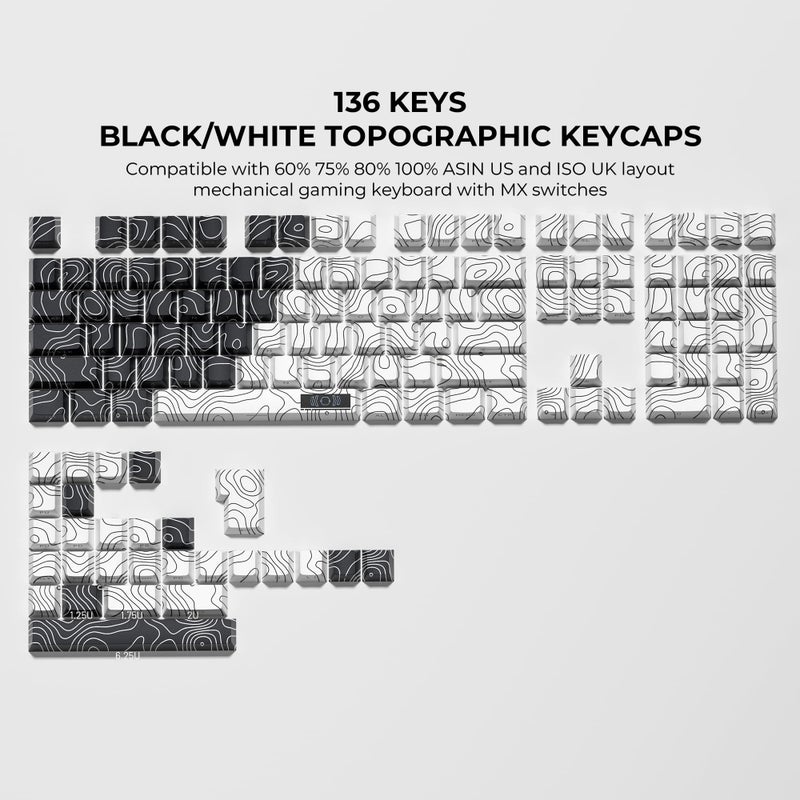 GMKWTL XVX Topographic PBT Keycaps, Shine Through Key caps, Double Shot Dye-Sub Keyboard caps, Side Printed keycap Sets Suitable for Gateron Cherry MX Switches Mechanical Keyboard-Only Keycaps - Image 3