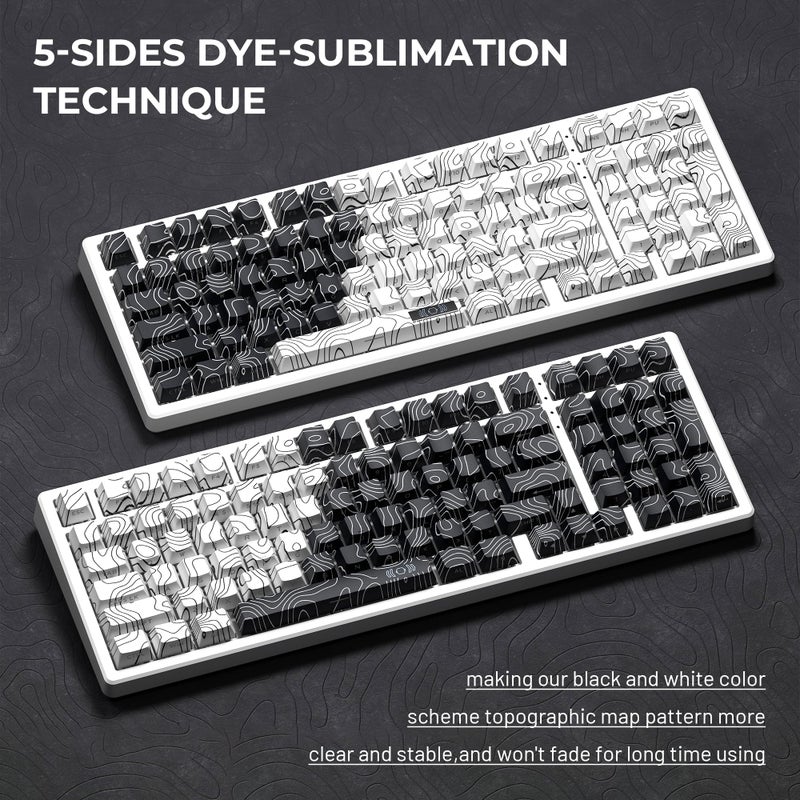 GMKWTL XVX Topographic PBT Keycaps, Shine Through Key caps, Double Shot Dye-Sub Keyboard caps, Side Printed keycap Sets Suitable for Gateron Cherry MX Switches Mechanical Keyboard-Only Keycaps - Image 5