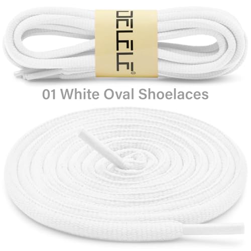 DELELE Oval Athletic Shoelaces Half Round Shoe Laces White 2 Pair 47.24" - Image 2
