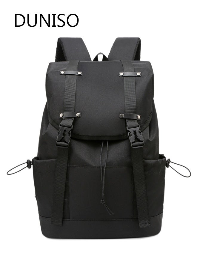 DUNISO Vintage Backpack Travel Laptop Backpack for Women & Men School College Students Waterproof Backpack with Laptop Compartment Black Unisex Durable Business Travel Backpack  - Image 2