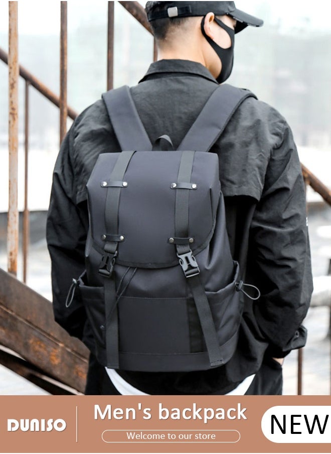 DUNISO Vintage Backpack Travel Laptop Backpack for Women & Men School College Students Waterproof Backpack with Laptop Compartment Black Unisex Durable Business Travel Backpack  - Image 1