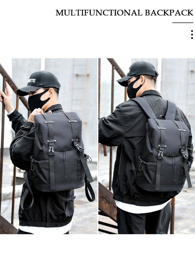 DUNISO Vintage Backpack Travel Laptop Backpack for Women & Men School College Students Waterproof Backpack with Laptop Compartment Black Unisex Durable Business Travel Backpack - Image 3