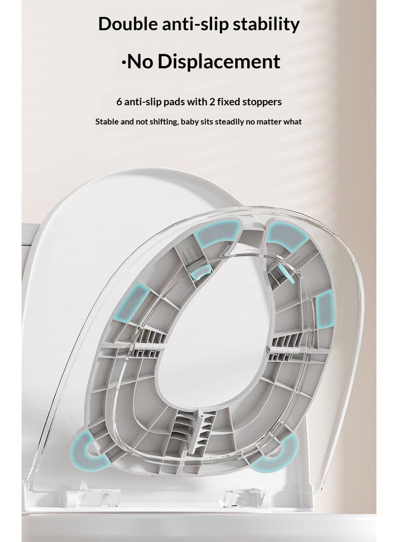 مقعد مرحاض قابل للطي للأطفال الصغار، مقعد تدريب محمول للأطفال على استخدام النونية مزود بوسادات مانعة للانزلاق، تصميم وسادة ناعمة، مناسب لجميع المراحيض القياسية - Image 3