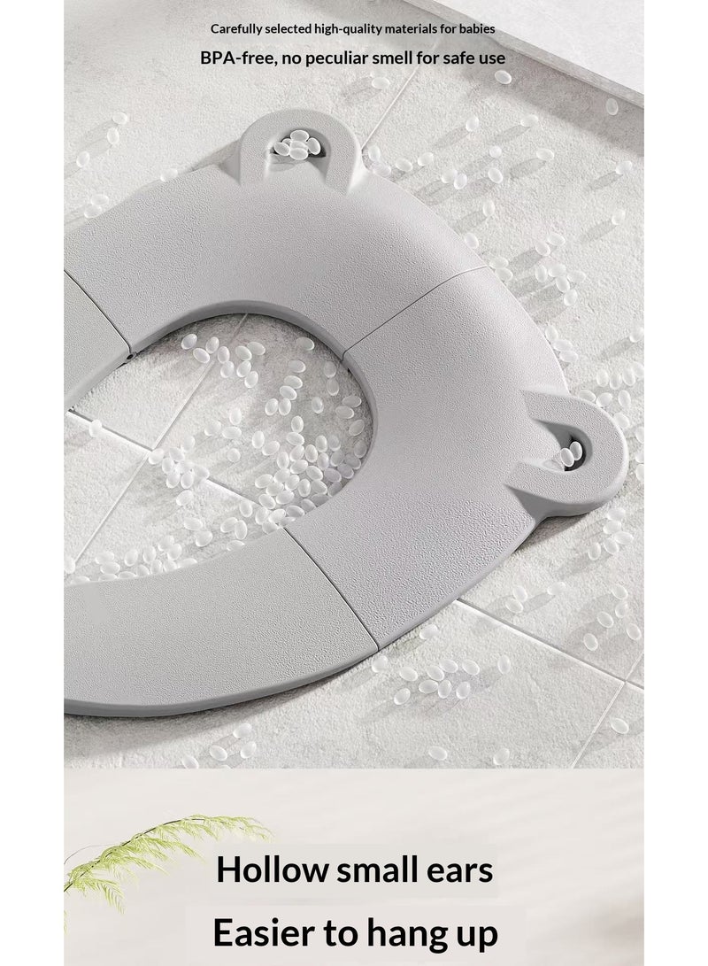 مقعد مرحاض قابل للطي للأطفال الصغار، مقعد تدريب محمول للأطفال على استخدام النونية مزود بوسادات مانعة للانزلاق، تصميم وسادة ناعمة، مناسب لجميع المراحيض القياسية - Image 4