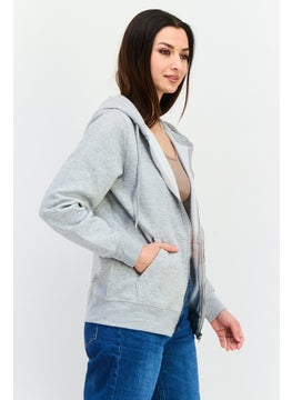 JUICE Women Hooded Heather Long Sleeve Sweatshirt, Grey Heather  - Image 2