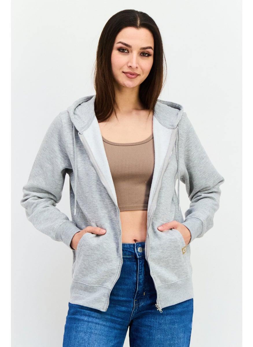 JUICE Women Hooded Heather Long Sleeve Sweatshirt, Grey Heather  - Image 1