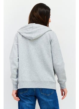 JUICE Women Hooded Heather Long Sleeve Sweatshirt, Grey Heather  - Image 3