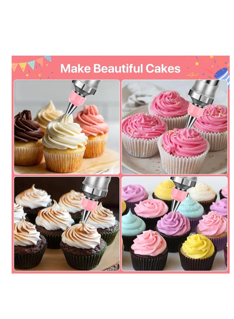 Zikra Icing Decoration Gun Set, Stainless Steel Dessert Decorating Syringe, Cake Decorating Gun, Cupcake Piping Kit with 6 Icing Nozzles, 3 Cream Scraper, 2 Offset Spatula, 2 Nozzle Brush for Kitchen Baking - Image 5