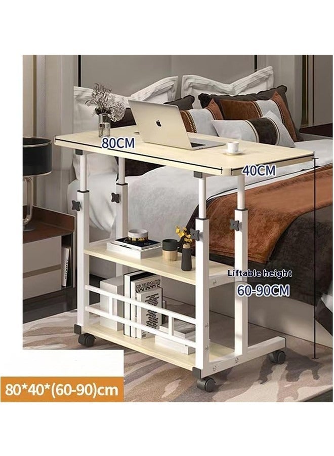 Generic Adjustable Height Mobile Computer Desk for Small Space Rolling Writing with wheels and Storage Shelves Home Office Study Portable Bedrooms Work Gaming Table  - Image 2