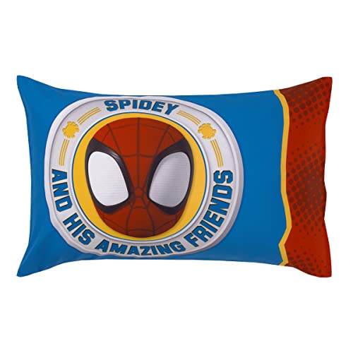 NoJo Marvel Spidey and His Amazing Friends Blue, Red, Yellow, and Green, Team Up 4 Piece Toddler Bed Set - Comforter, Fitted Bottom Sheet, Flat Top Sheet, and Reversible Pillowcase - Image 4