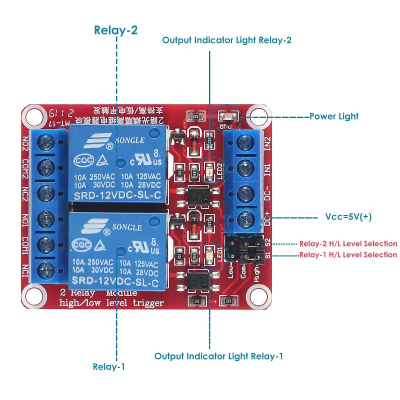 AEDIKO 4 قطعة تيار مستمر 12 فولت وحدة التتابع 2 قناة لوحة التتابع مع Optocoupler دعم الزناد عالي أو منخفض المستوى - Image 4