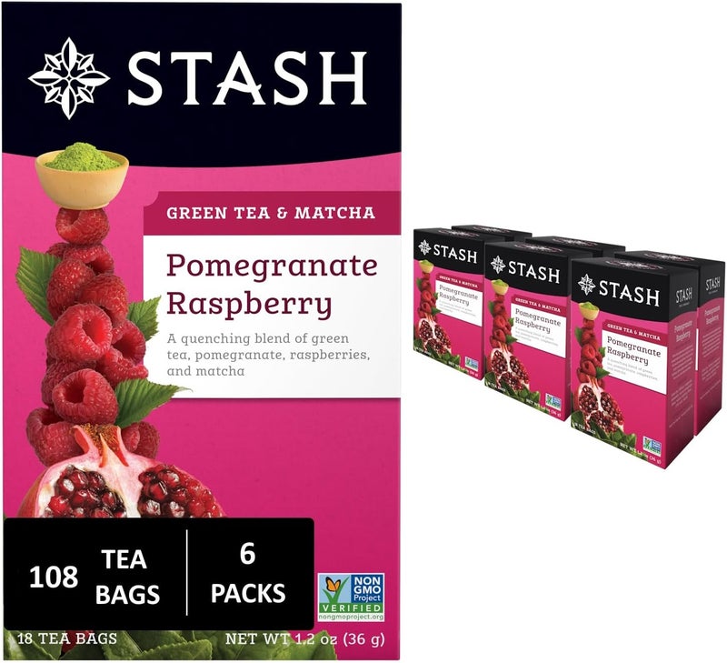 Stash Tea Green Tea & Matcha Pomegranate Raspberry - Image 1